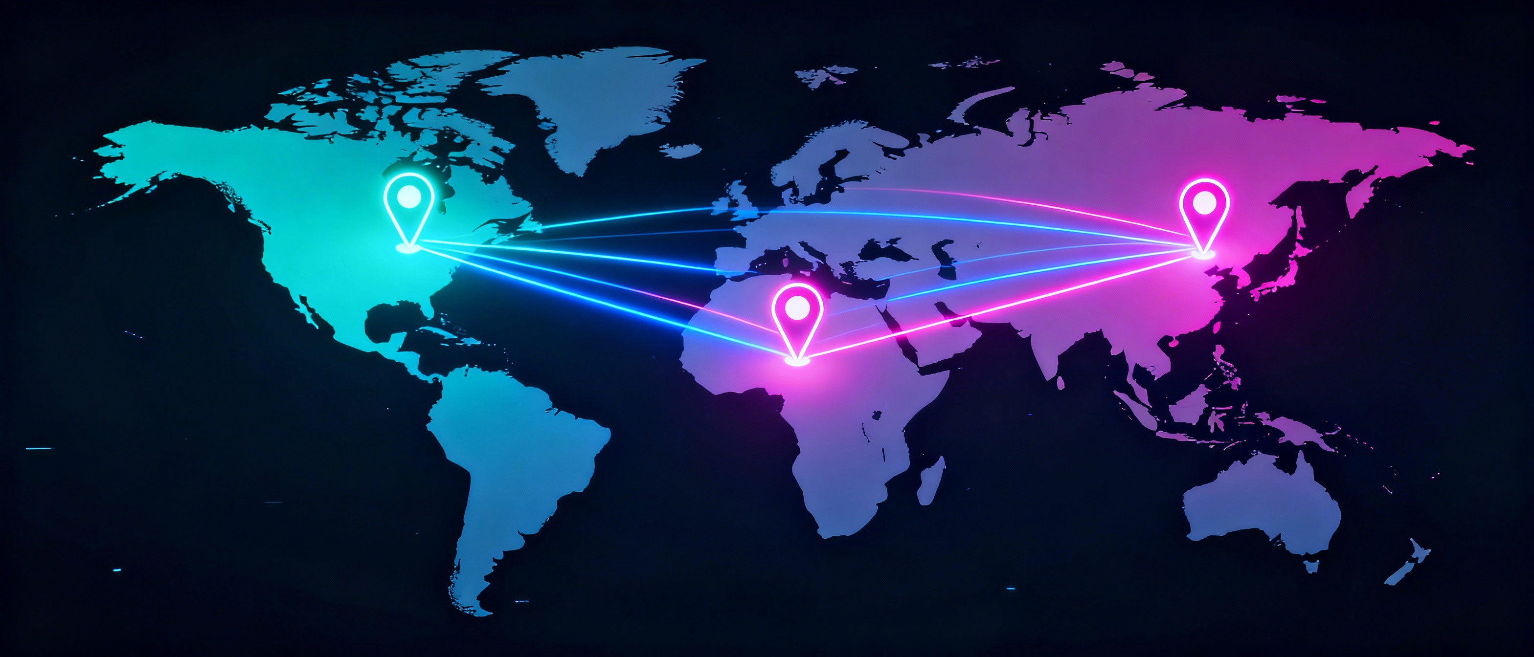 Futuristic world map with glowing connections